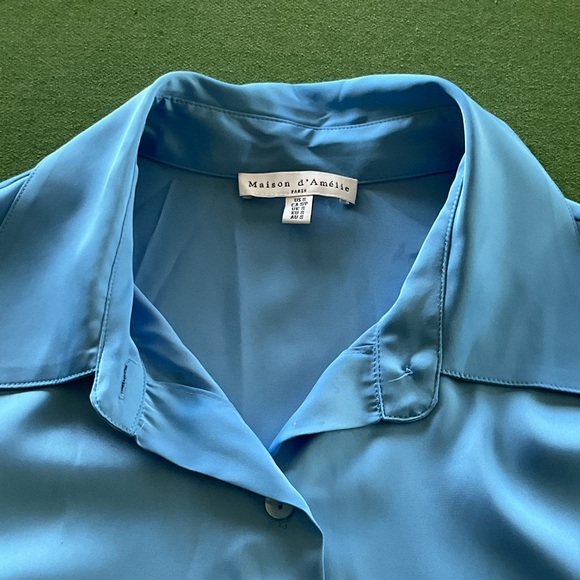 Maison d'Amélie Paris Women's Blue Button Down Shirt small - Picture 2 of 6